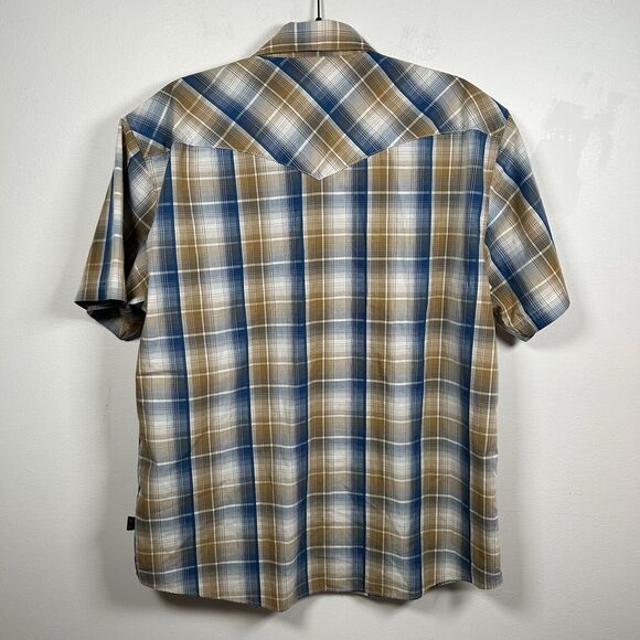 Howler Brothers H Bar B Pearl Snap Shirt Men’s Large SS Casual Blue Plaid - Picture 5 of 8